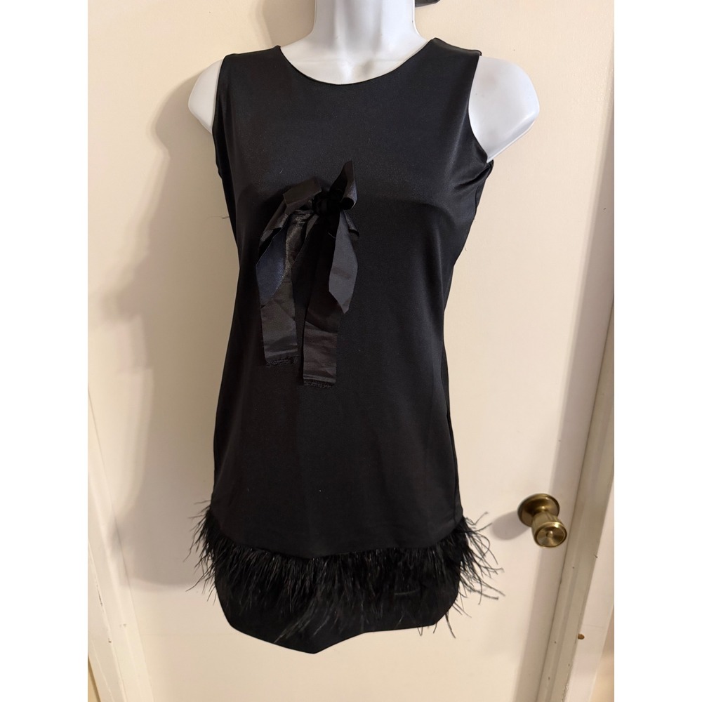 Chasing Fireflies Girls Breakfast at Tiffanys Black Feather Trim Bow Dress 10